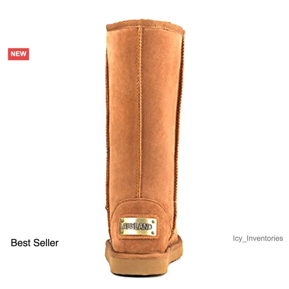 Genuine Suede Snow Boots Waterproof Winter Mid-Calf Classic Chic